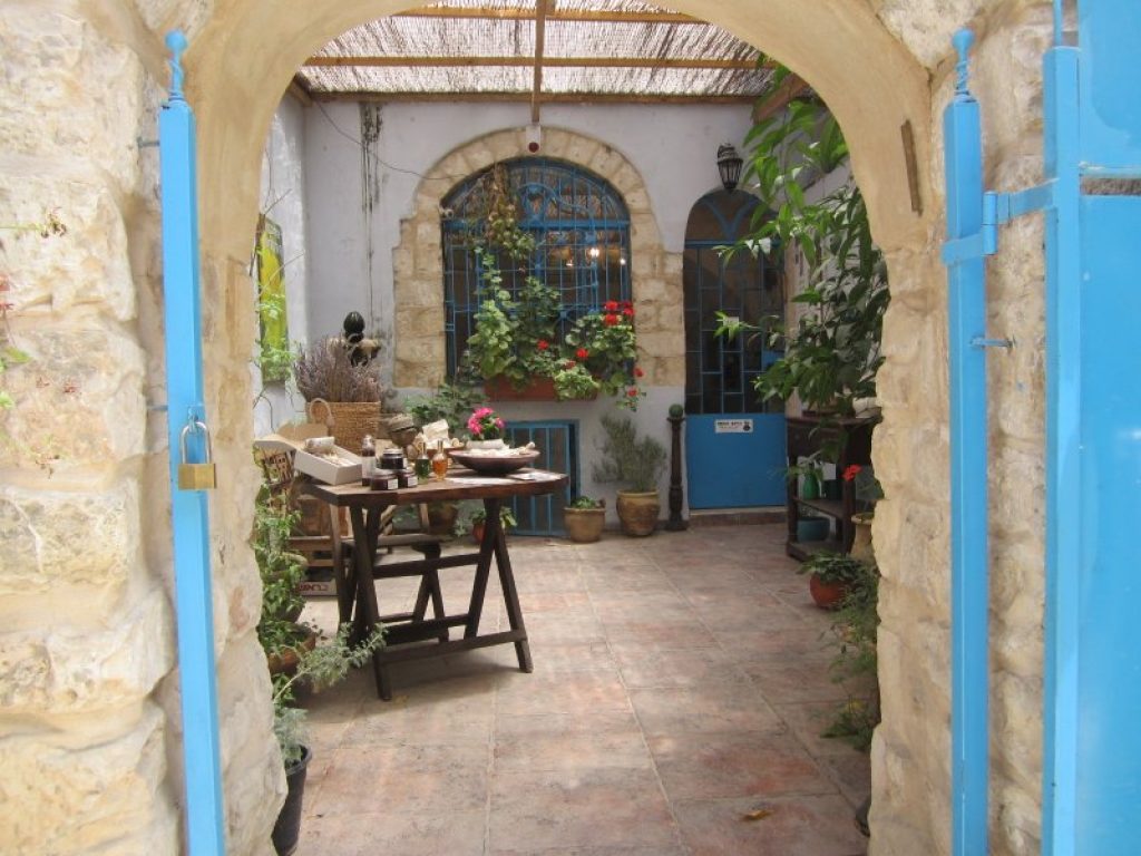 a quaint inner courtyard in tsfat
