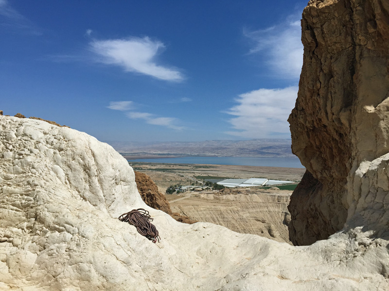 Fabulous views - Slowly going down - Rappelling at Qumran