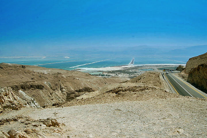 Judean Mountains and Road leading into the Dead Sea Valley