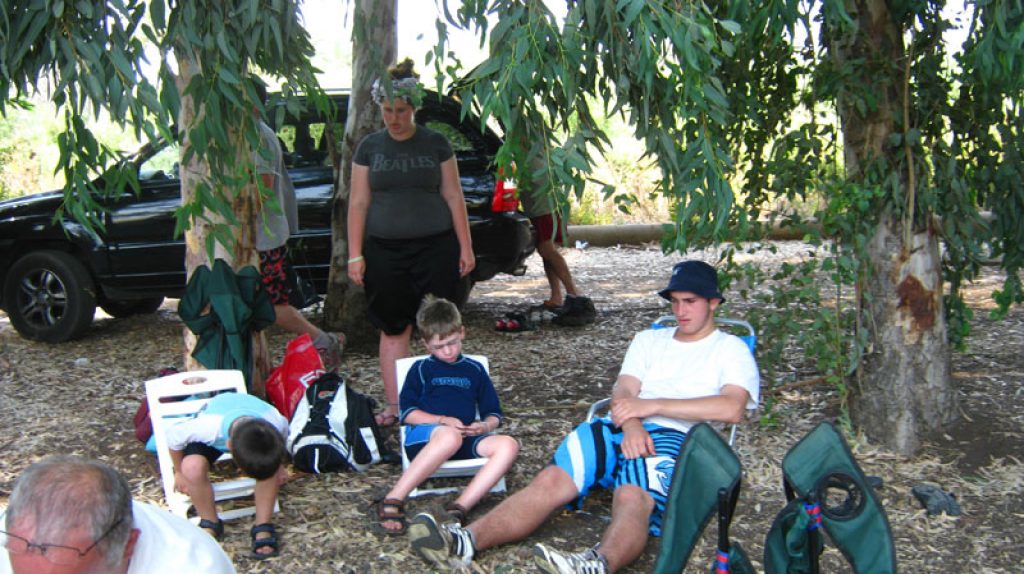 Picnicking in the Eucalyptus grove after the hike